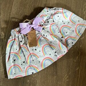 Rainbow Print Skirt with Bow